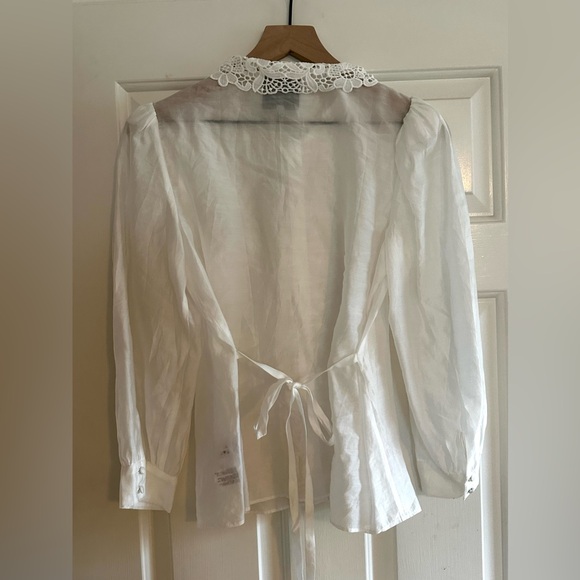 Reformation Lace Indy Ruffle Top White Size 4 - Picture 4 of 6